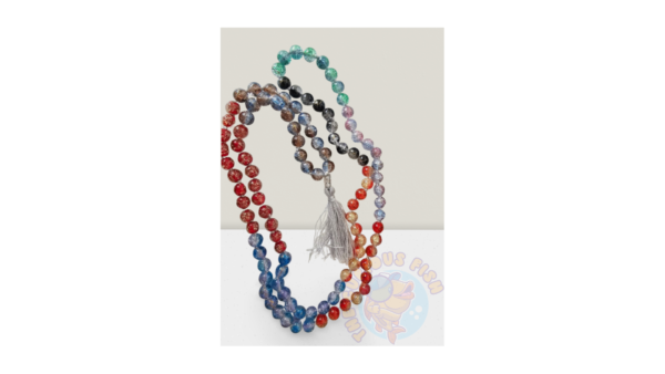 Mala Prayer Beads 108 Necklace for Meditation – Handmade Cracked Glass 10mm Beads (Copy) - Image 3